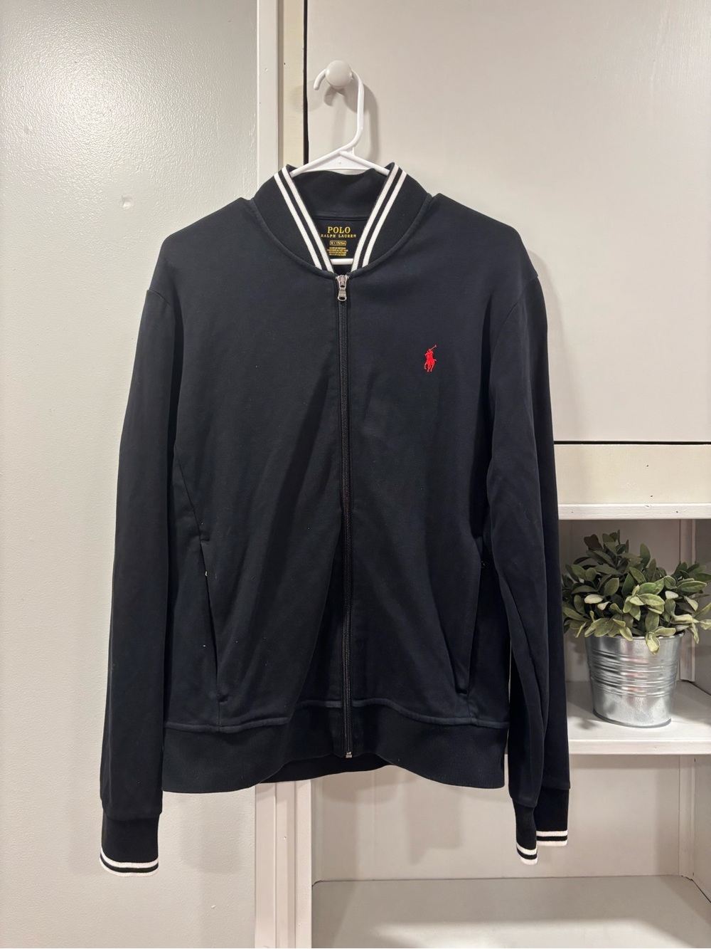 Polo by Ralph Lauren Black Zip-Front Jacket with Red Pony